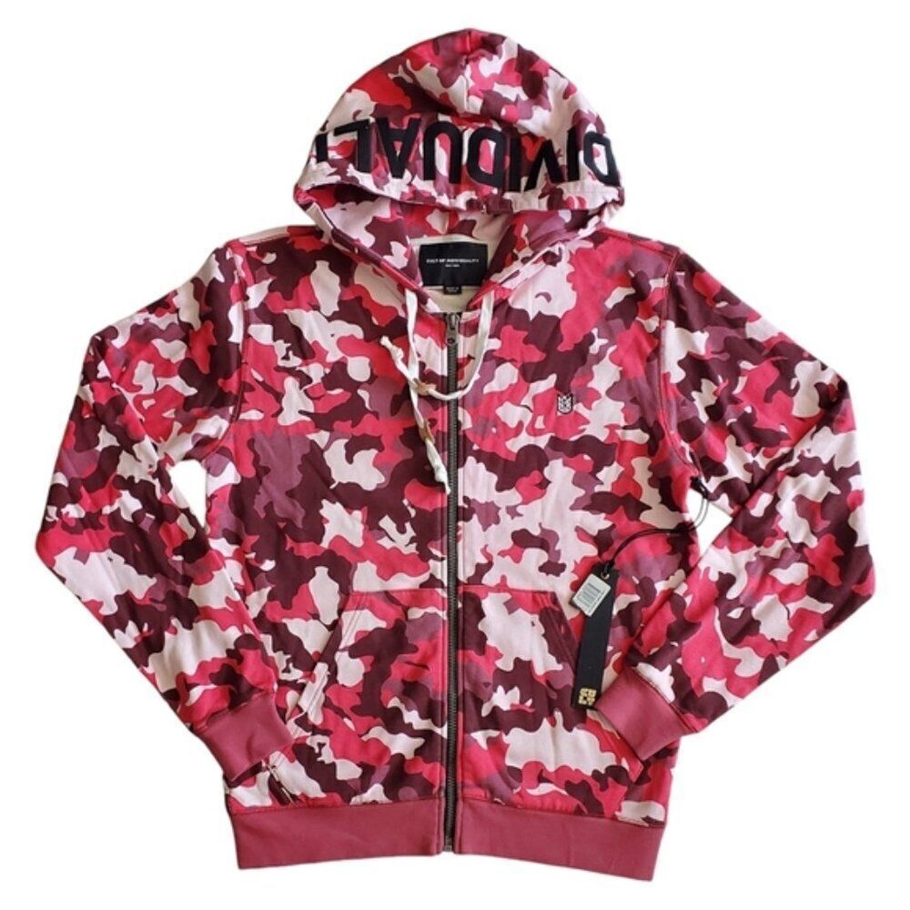Cult of Individuality Pink Camo Zip-Up Hooded Sweater Size M